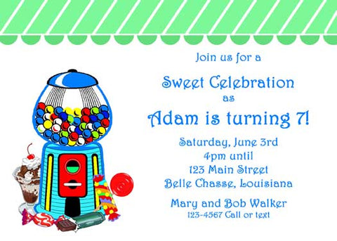 BUBBLE GUM SWEETS CUSTOM INVITATION