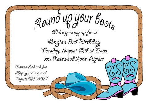 WESTERN BOOTS AND HAT CUSTOM INVITATION