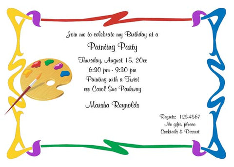 SWIRLING PAINT AND PALLET CUSTOM INVITATION