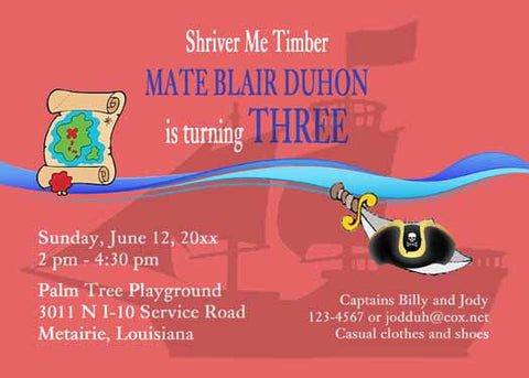 PIRATE SHIP SILHOUETTE CUSTOM INVITATION