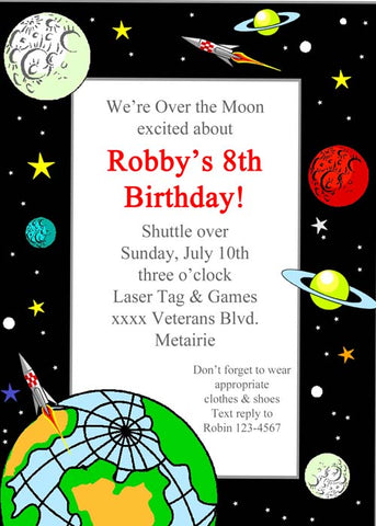 OUTER SPACE PLANETS CUSTOM INVITATION