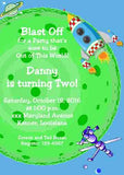 LARGE PLANET AND SPACE ROCKET CUSTOM INVITATION