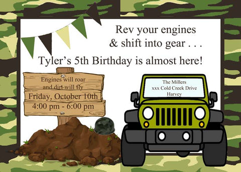 MILITARY JEEP CAMO CUSTOM INVITATION