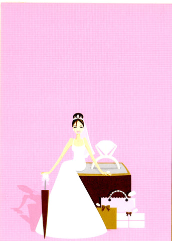 BRUNETTE BRIDE WITH RING - BLANK STOCK INVITATION