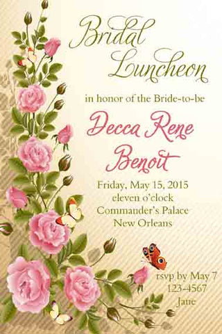 PINK ROSE BUSH CUSTOM INVITATION