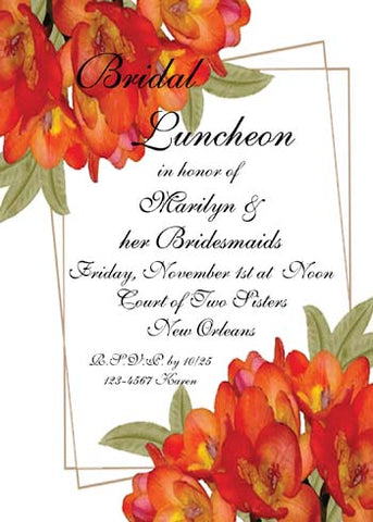 RED-ORANGE FLOWERS CUSTOM INVITATION