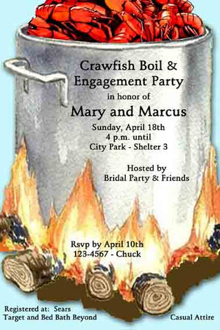 LARGE BOILING POT WITH FLAMES CUSTOM INVITATION