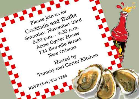 OYSTERS WITH SAUCE CUSTOM INVITATION