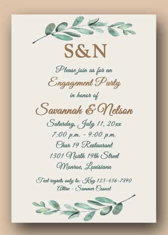 BRANCHES OF OLIVE LEAVES CUSTOM INVITATION