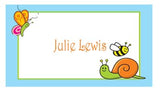 CUTE SNAIL, BEE AND BUTTERFLY PERSONALIZED GIFT OR CALLING CARDS