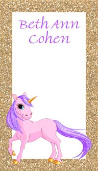 UNICORN AND GLITTER PERSONALIZED GIFT OR CALLING CARDS