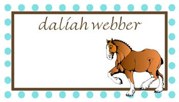 HORSE AND POLKA DOT BORDER PERSONALIZED GIFT OR CALLING CARDS