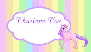RAINBOW STRIPES AND UNICORN PERSONALIZED GIFT OR CALLING CARDS