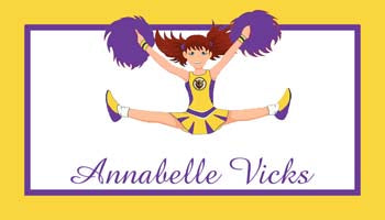 CHEERLEADER PURPLE GOLD PERSONALIZED GIFT OR CALLING CARDS