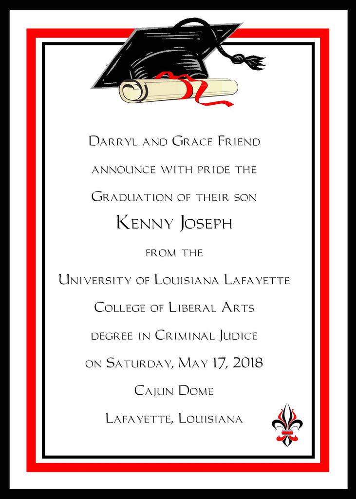 SIMPLE CLASSIC BORDER GRADUATION CUSTOM INVITATION – Rudman's Gifts