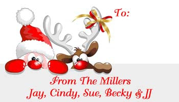 CUTE SANTA AND RUDOLPH PERSONALIZED GIFT OR CALLING CARDS