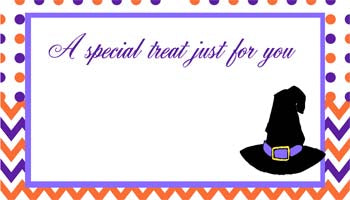 WITCH HAT, POLKA DOTS AND CHEVRON PERSONALIZED GIFT OR CALLING CARDS