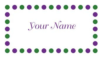 BORDER OF MARDI GRAS COLORED POLKA DOTS PERSONALIZED GIFT OR CALLING CARDS