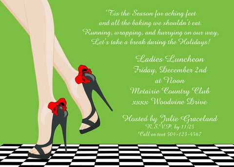 STEPPING OUT SHOE WITH BOWS CUSTOM INVITATION