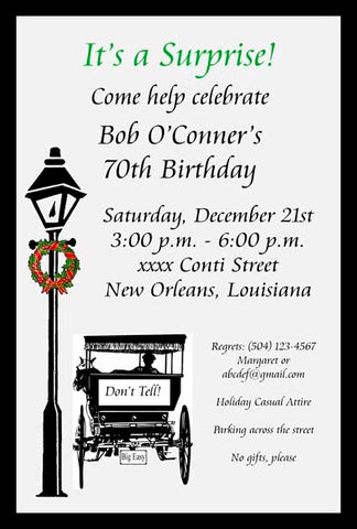 CHRISTMAS LAMPPOST, AND HORSE AND BUGGY CUSTOM INVITATION