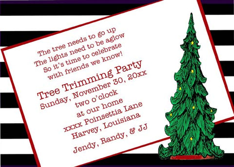 CHRISTMAS TREE WITH TITLED WORDS CUSTOM INVITATION