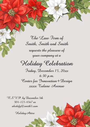 CORNERS OF POINSETTIAS CUSTOM INVITATION