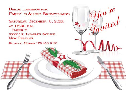 RED AND WHITE CHECK PLACE SETTING CUSTOM INVITATION