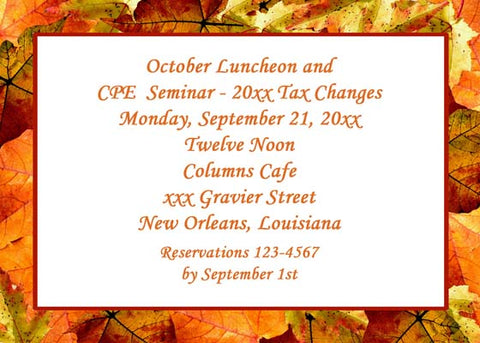 FALL LEAVES CUSTOM INVITATION