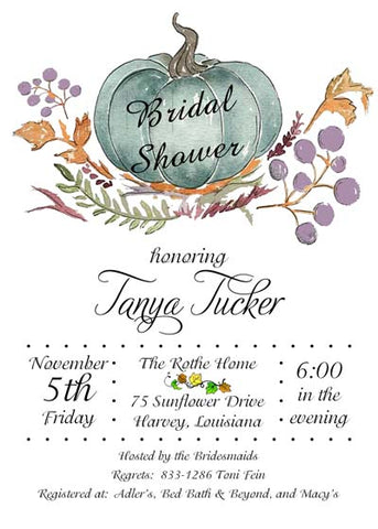 LARGE BLUE PUMPKIN CUSTOM INVITATION