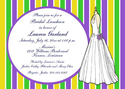 FORMAL GOWN ON STRIPE BACKGROUND CUSTOM INVITATION