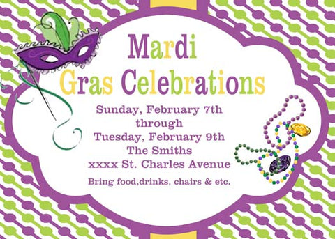 BEADS, MASK AND STRING OF CIRCLES CUSTOM INVITATION