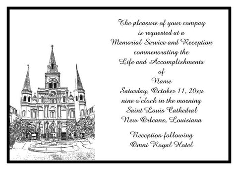 SKETCH OF ST. LOUIS CATHEDRAL CUSTOM INVITATION