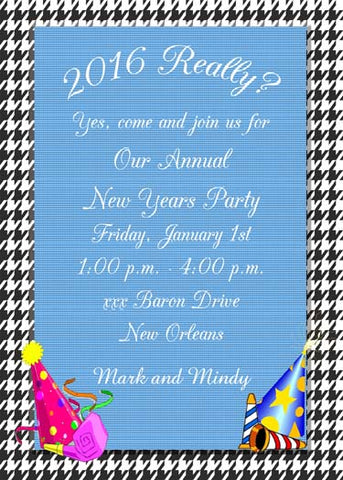 HOUNDS TOOTH PARTY HATS CUSTOM INVITATION