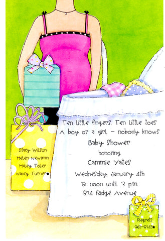 MOMMY-TO-BE BASSINET - BLANK STOCK INVITATION