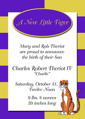 TIGER AND BANDS OF COLOR CUSTOM INVITATION
