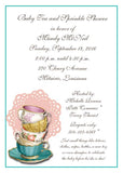 DOILY AND TEACUPS CUSTOM INVITATION