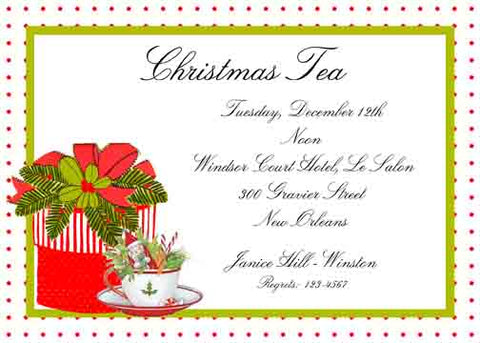 CHRISTMAS TEA CUP AND PRESENT CUSTOM INVITATION