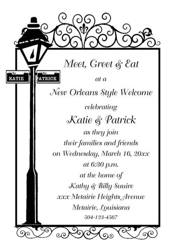 NEW ORLEANS LAMPPOST BACKGROUND CUSTOM INVITATION