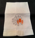 SPIDER WEB EMBROIDERED LINEN GUEST TOWEL