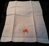 SPIDER WEB EMBROIDERED LINEN GUEST TOWEL