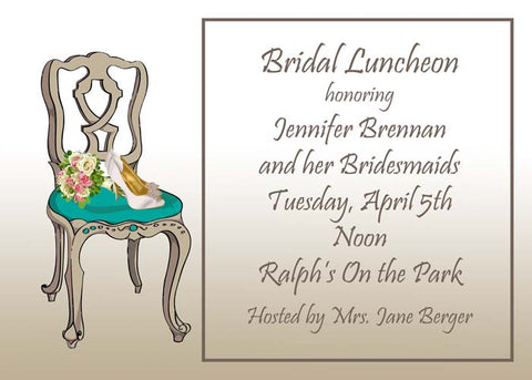 WEDDING CHAIR, FLOWERS AND SHOES CUSTOM INVITATION