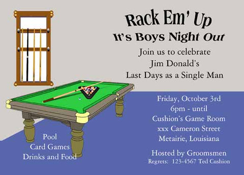 RACK 'EM POOL OR BILLIARDS CUSTOM INVITATION