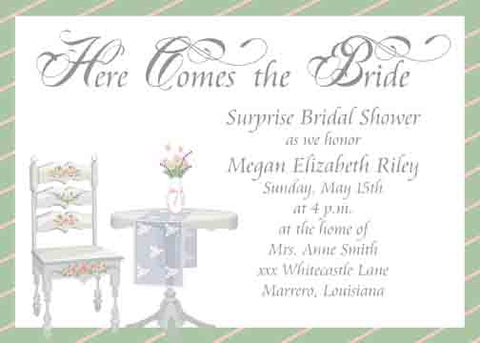 FLORAL CHAIR AND TABLE CUSTOM INVITATION